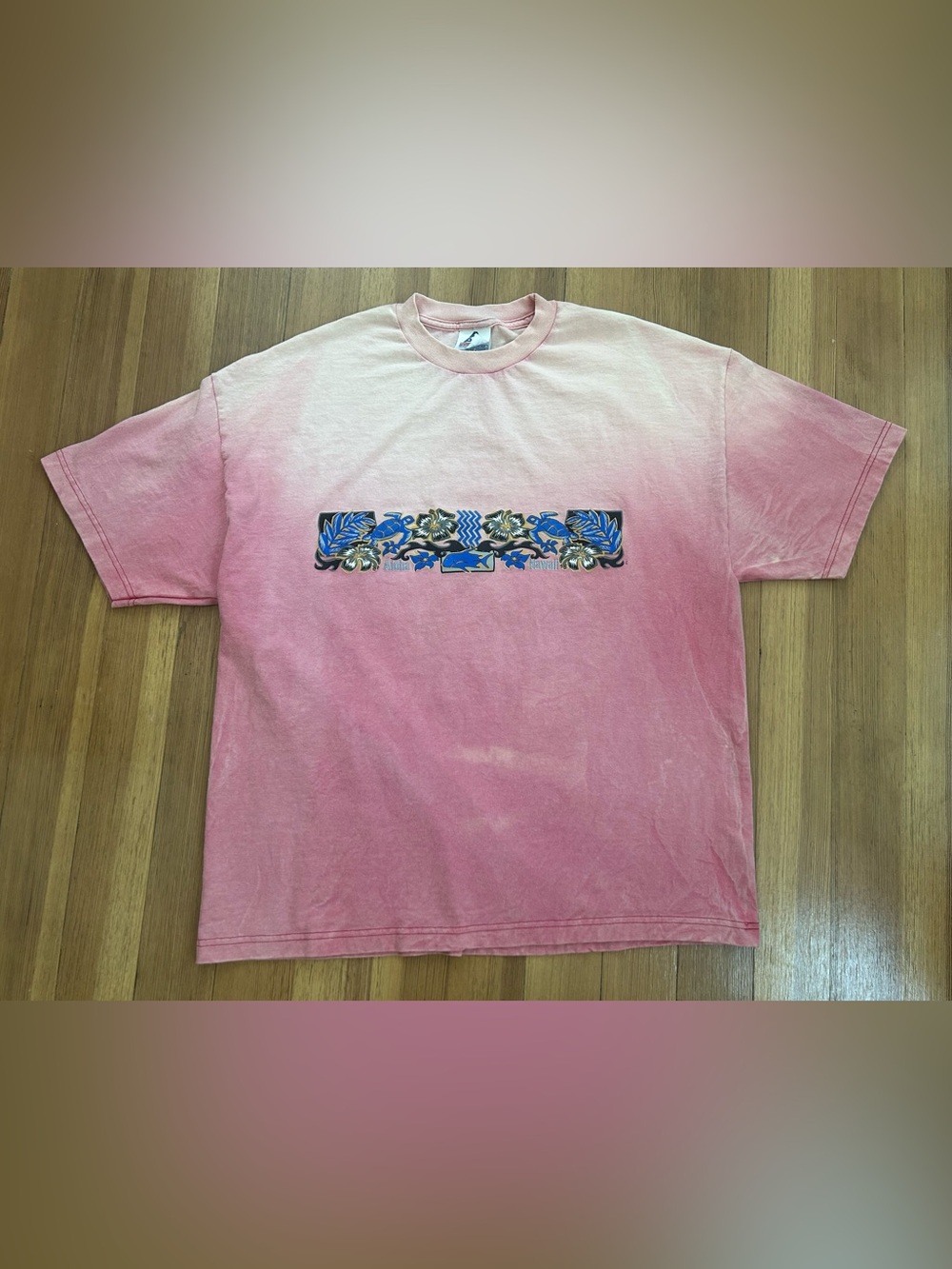 Vtg 90s sun faded Hawaii Graphic red/ pink alstyle tee men’s size XXL